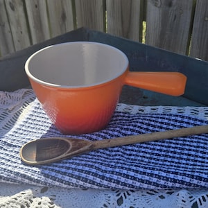 Panela de fondue vintage Le Creuset Flame laranja esmaltada em ferro fundido