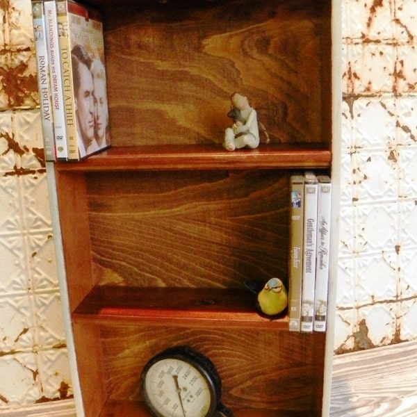 Vintage Inspired Bookshelf DVD Shelf Urban Loft French Country Chic Vintage Child Nursery White Wood Wall hanging Spice Rack