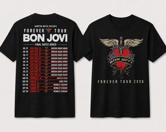 Bon Jovi Forever Tour 2026 T-Shirt | Front Back Print Rock Band Tee UK