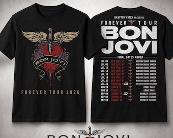 Bon Jovi Forever Tour 2026 T-Shirt | Front Back Print Rock Band Tee UK