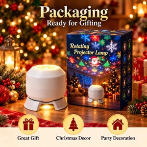 Christmas Projector Light, Rotating USB LED Holiday Pattern Lamp for Bedroom Ceiling Decor