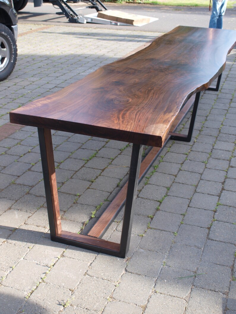 Live Edge Walnut Table With Steel Base Etsy