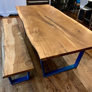 Live Edge White Oak Table & Bench
