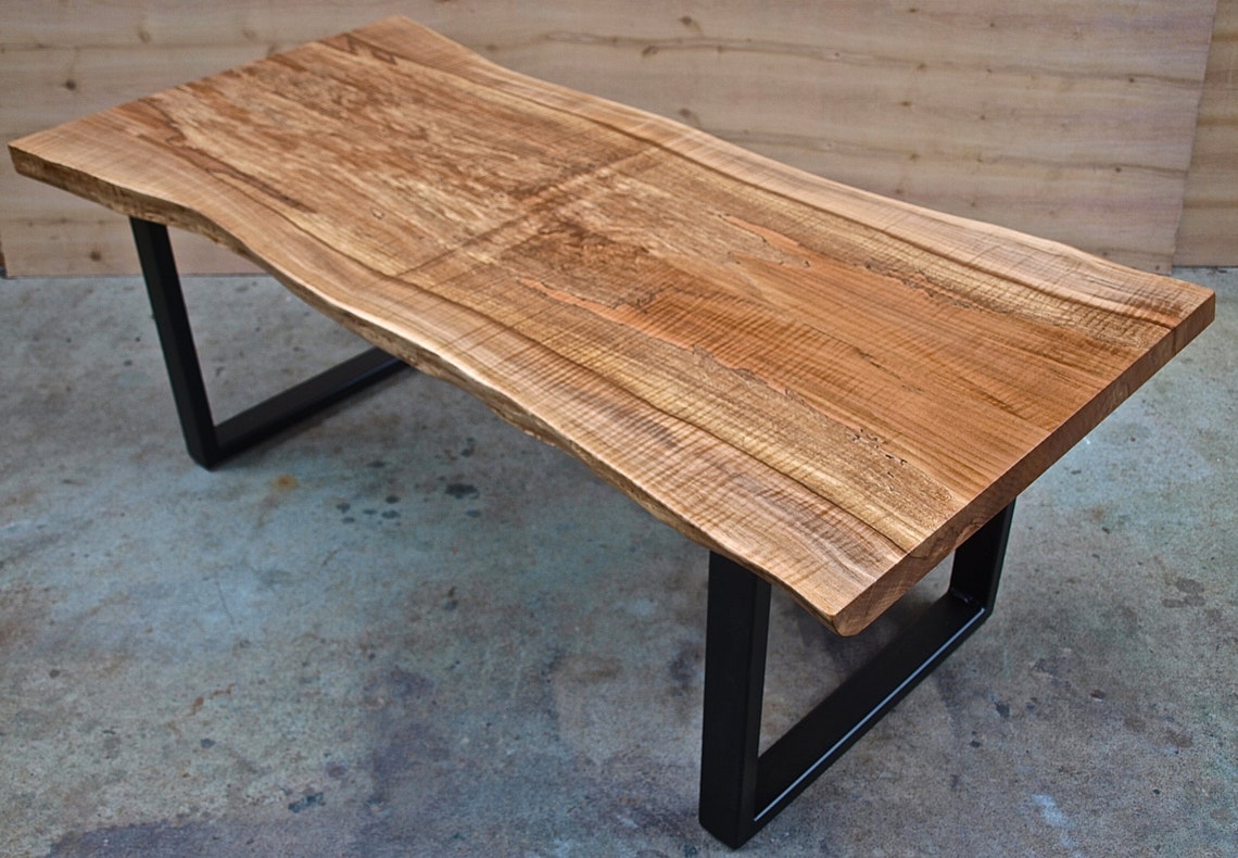 Live Edge Maple Coffee Table With Steel Base Etsy