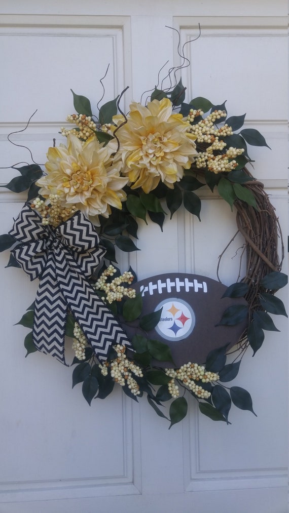 Pittsburgh Steelers Football Wreath Steelers Football Etsy