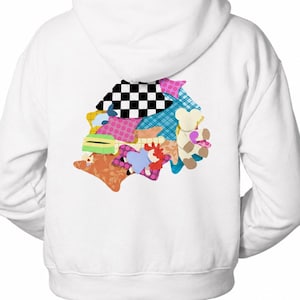 Pillow Fort Pattern Hoodie | Colorful Patchwork Design | Streetwear Graphic | Y2K Checkerboard Style