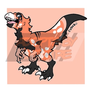Orange and Black Raptor Fursona Adoptable