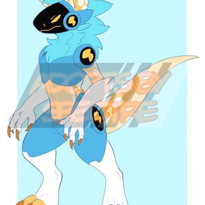 Yellow and Blue Protogen Fursona Adoptable