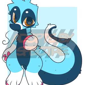 Blue Fluffy Worm on a String Fursona Adoptable