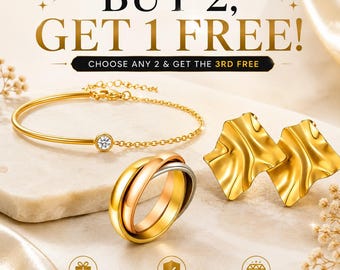 Waterproof Gold Plated Jewelry Set, Tarnish Free Bracelet Earrings Necklace (Buy 2 Get 1 Free)