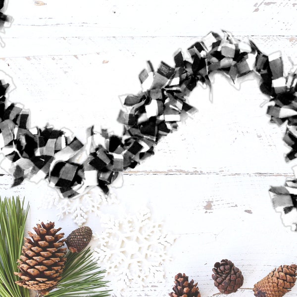 Buffalo Plaid Shaggy Rag Garland For Your Mantle Or Christmas Tree