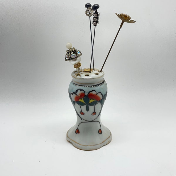 Vintage beautiful Hat pin holder Porcelain china Nippon hand painted