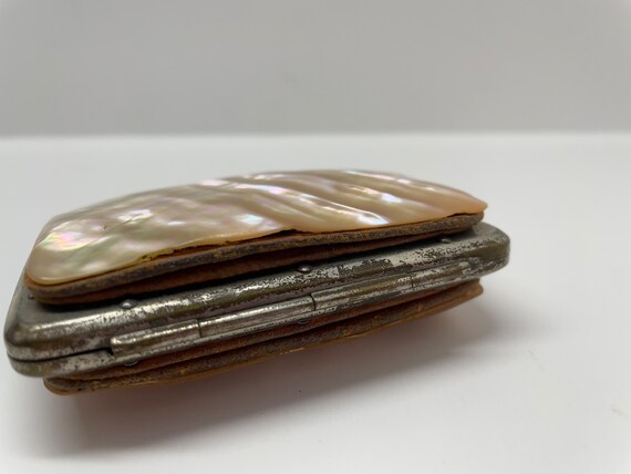 Antique shell coin purse abalone mother of pearl … - image 6