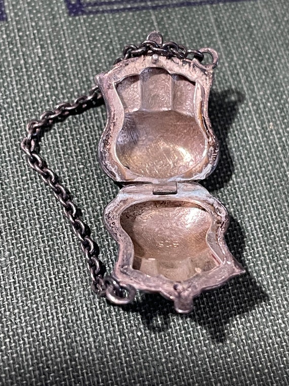 Vintage Sterling silver purse pendant necklace ch… - image 5
