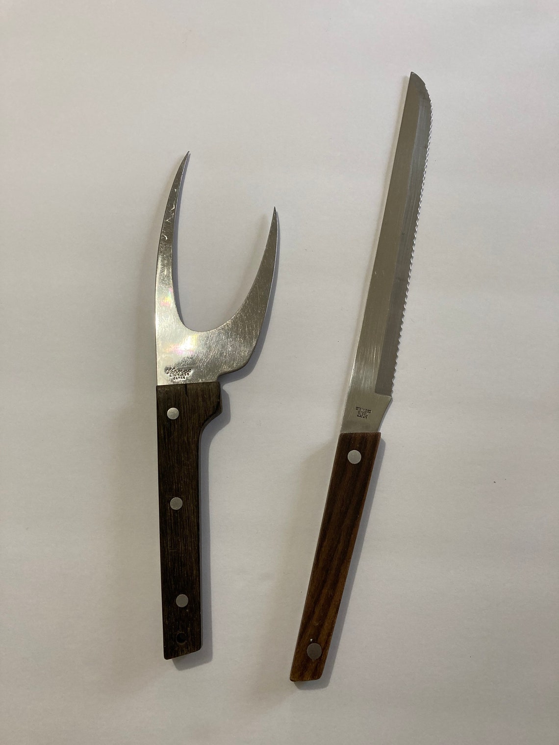 Vernco Japan Stainless Set Meat Fork and Serrated Slicing Etsy