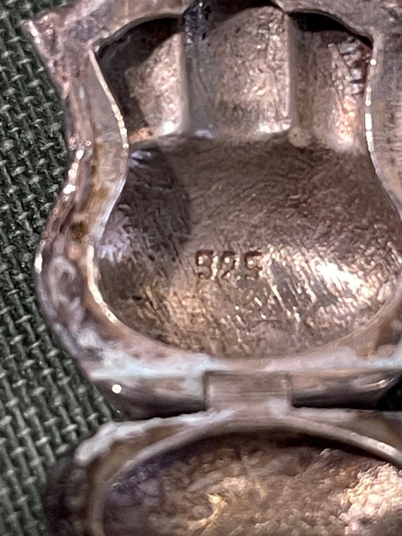 Vintage Sterling silver purse pendant necklace ch… - image 6
