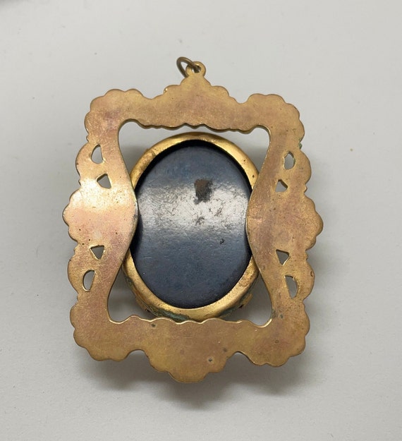 Vintage black Cameo pendant gold and black pendan… - image 2