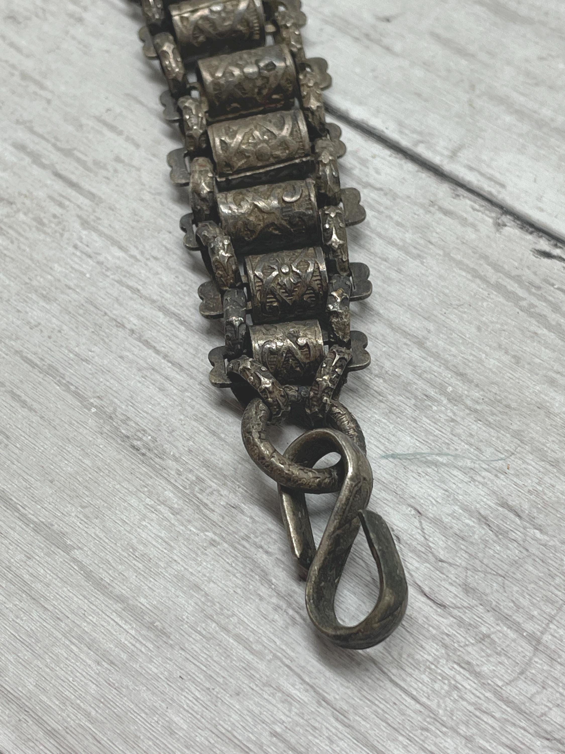 Antique Silver Embossed Book Chain Sword Belt Ceremonial Chain Masonic ...