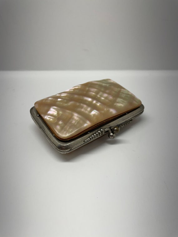 Antique shell coin purse abalone mother of pearl … - image 1