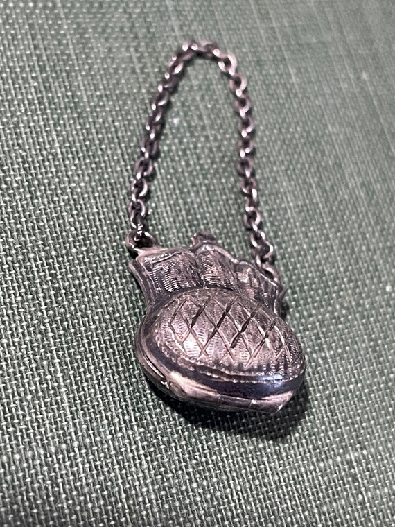 Vintage Sterling silver purse pendant necklace ch… - image 4