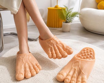 Giant Foot Slippers, Funny Prank Shoes, Realistic Big Toe Novelty Slippers, Viral Gag Gift