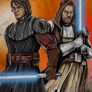 Star Wars Clone Wars Anakin Skywalker obi-wan Kenobi Pulp Book Cover Couverture satire 11 x 17 papier cartonné brillant