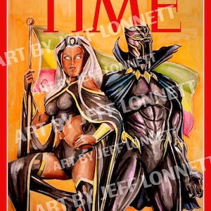 Black Panther and Storm Time magazine satire cover print 11x17 80lb glossy