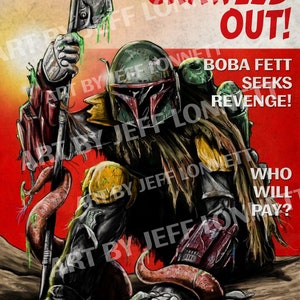 Boba Fett retro pulp book cover satire print 11x17 80lb glossy