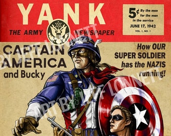キャプテン・アメリカとバッキー・ヤンク誌 第二次世界大戦風 11x17