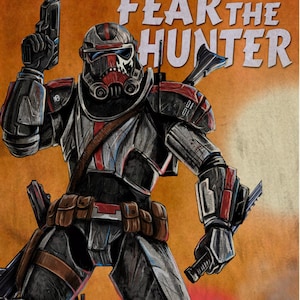 Star Wars Clone Wars Bad Batch Hunter Pulp Book Cover Satire cover 11x17 glossy cardstock