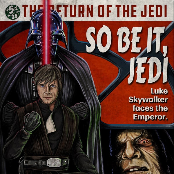 Star Wars Luke Skywalker Darth Vader pulp retro book cover satire print 11x17