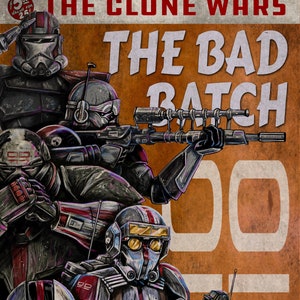 Couverture de livre Star Wars Clone Wars Bad Batch Pulp Couverture satire 11 x 17 papier cartonné brillant