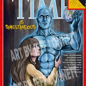 Watchmen Dr. Manhattan Silk Spectre Couverture satire du magazine Time, papier cartonné brillant 11 x 17