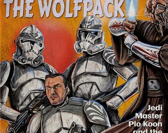 Star Wars Clone Wars Wolfpack Plo Koon  Pulp Book Cover Satire cover 11x17 glossy cardstock