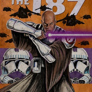 Star Wars Clone Wars Mace Windu 187 pulp retro book cover satire print 11x17