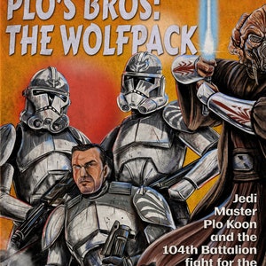 Star Wars Clone Wars Wolfpack Plo Koon Pulp Couverture de livre Satire, papier cartonné brillant 11 x 17