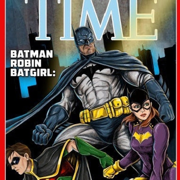 Batman Robin Batgirl Time magazine  retro satire magazine cover print 11x17