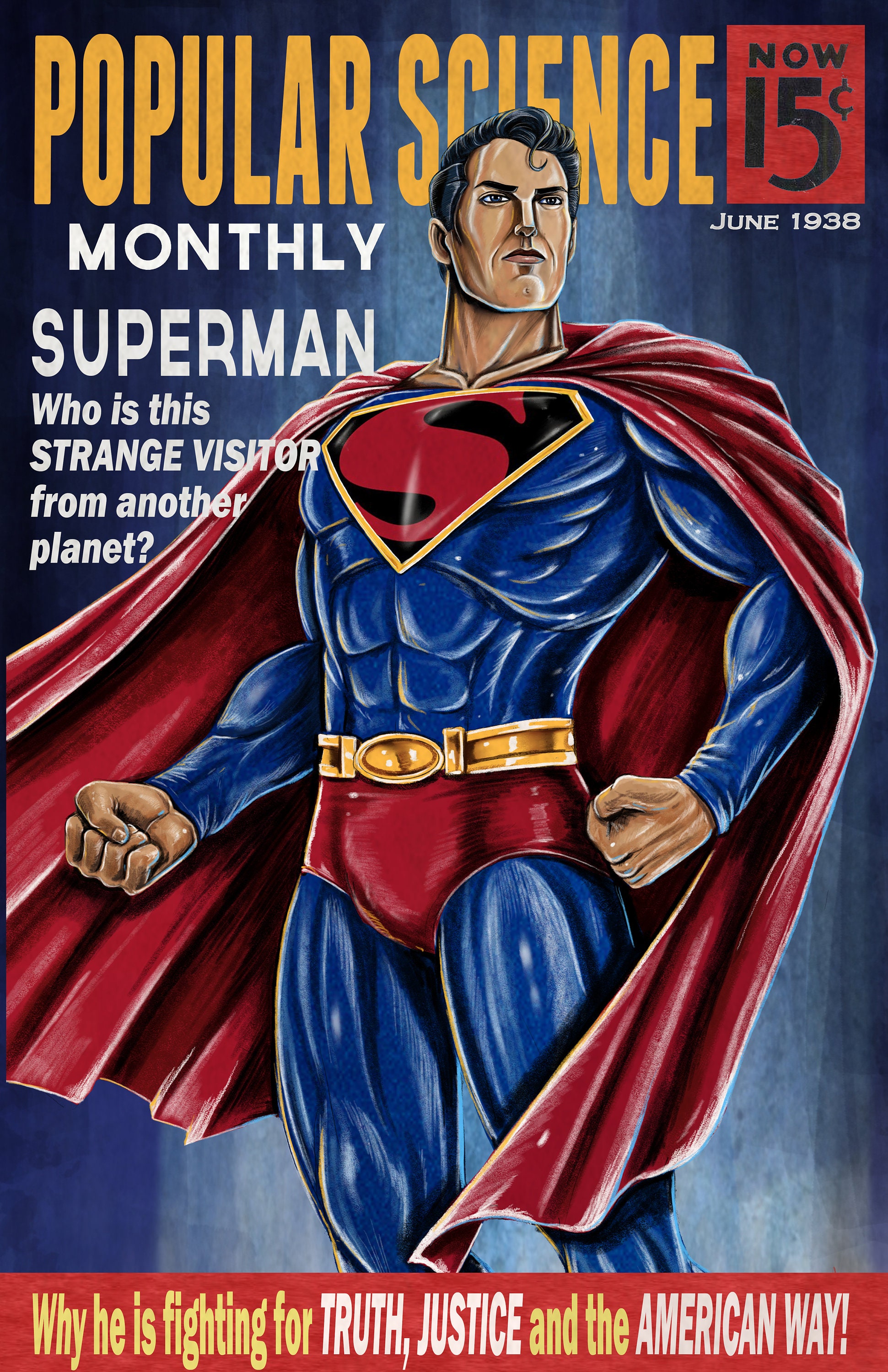 Superman Popular Science Retro Satire Magazine Cover 11x17 Glossy