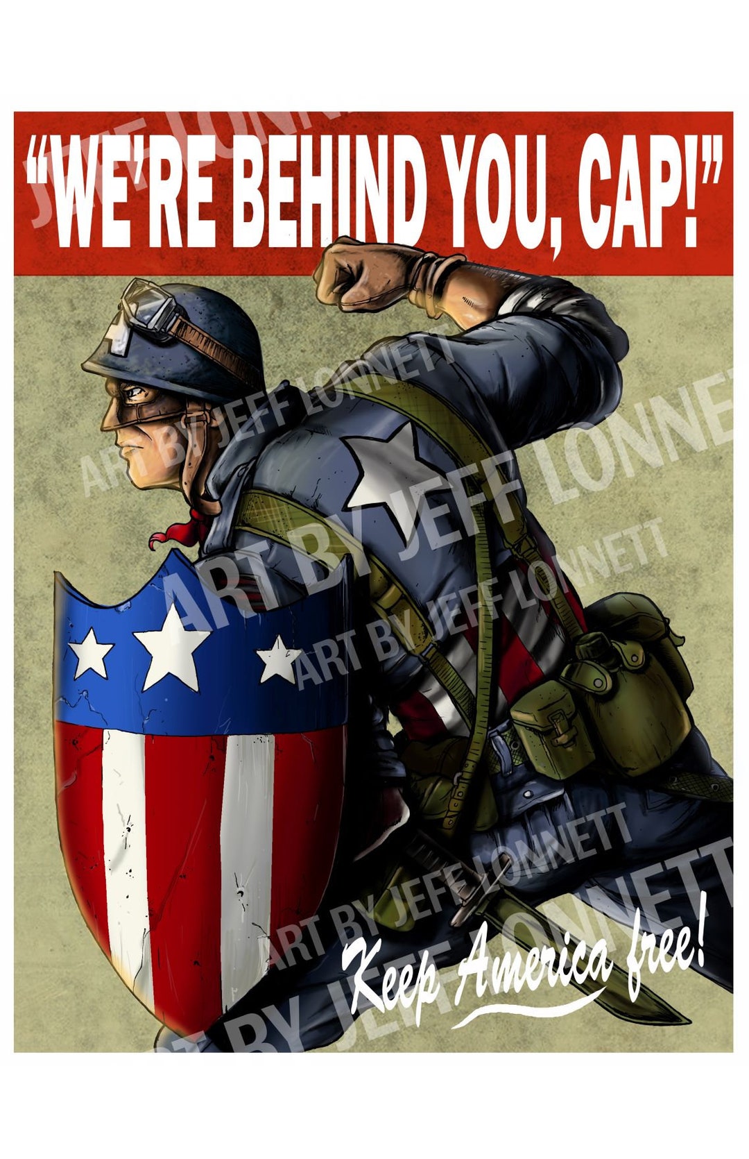 Captain America We're Behind Cap! Propaganda Style Poster 11x17
