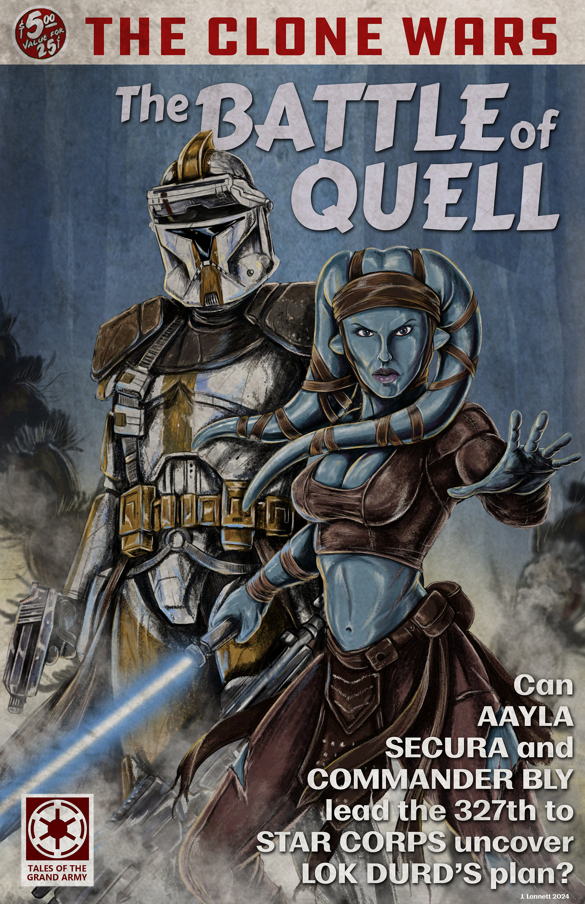 Star Wars Clone Wars Aayla Secura Bly 327th Pulp Book Cover Satire cover 11x17 glossy cardstock