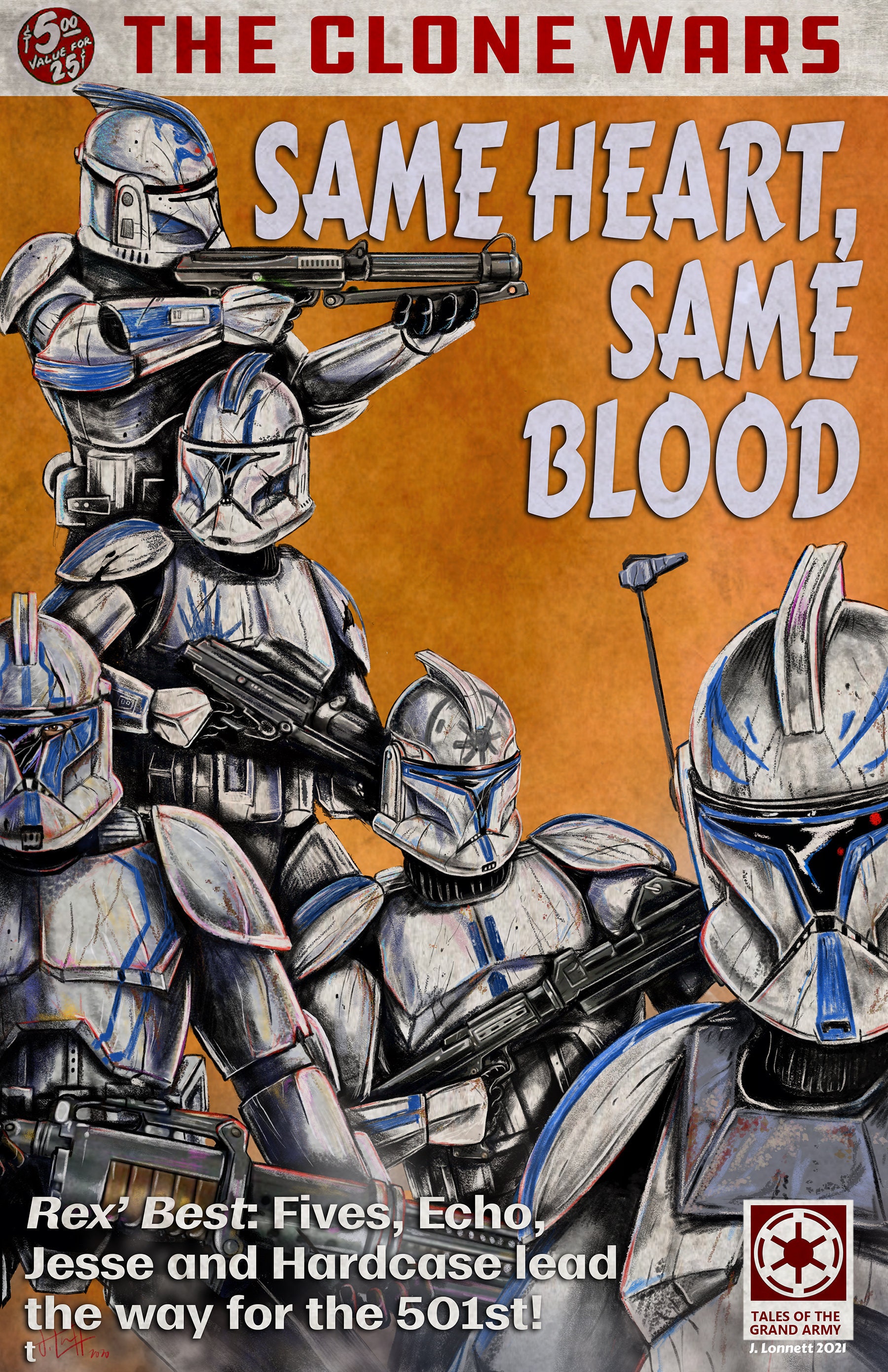 Star Wars Clone Wars Rex s Best 501st Pulp Book Cover Satire cover 11x17 glossy cardstock