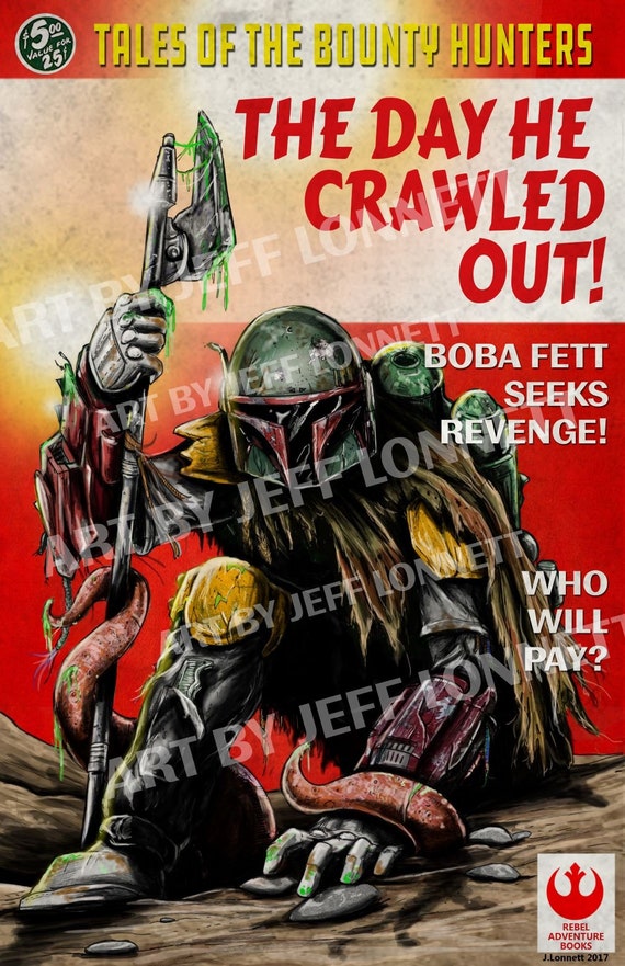 Boba Fett Retro Pulp Book Cover Satire Print 11x17 80lb Glossy Etsy