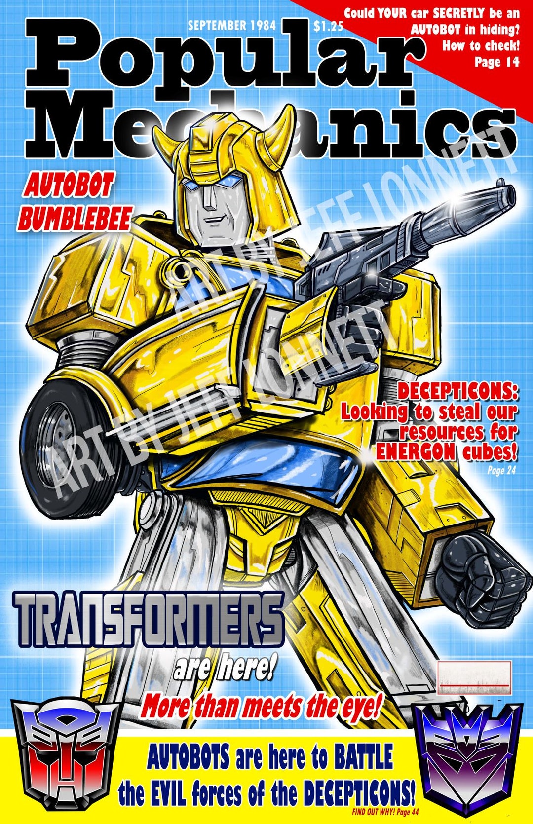 Transformers Bumblebee Popular Mechanics 1980's Satire Magazine