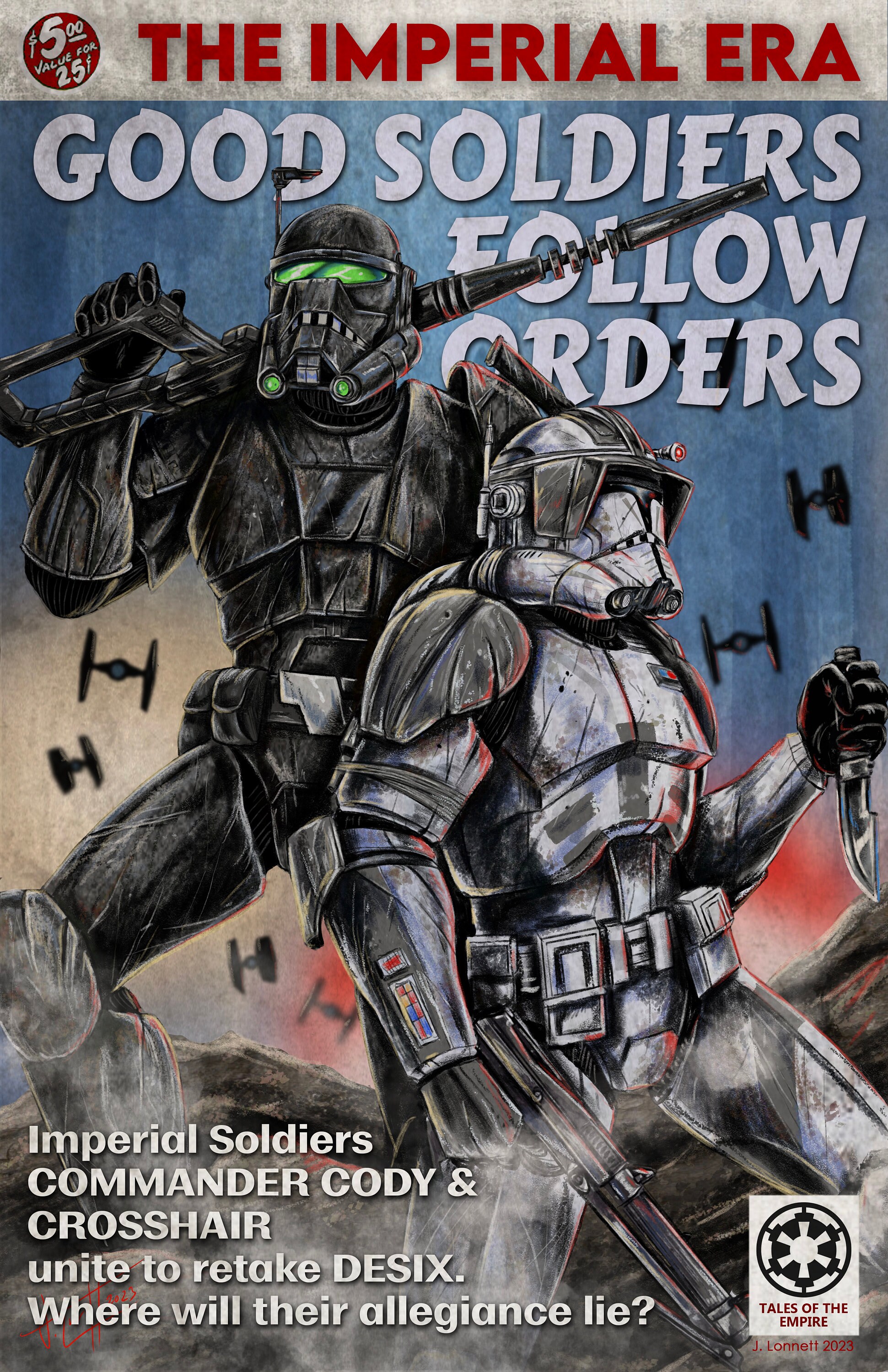 Star Wars Clone Wars Bad Batch Crosshair Cody Pulp Book Cover Satire cover 11x17 glossy cardstock