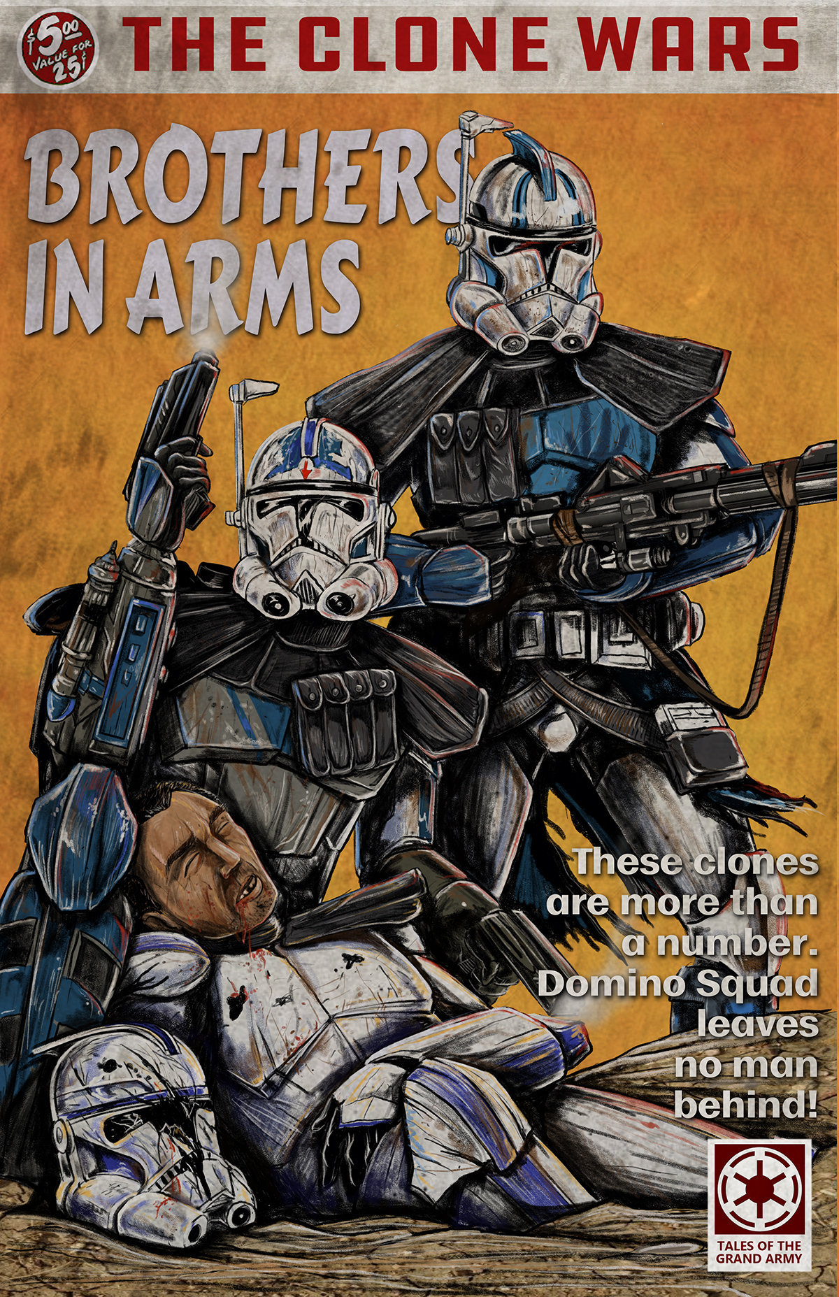Star Wars Clone Wars Fives Echo Pulp Book Cover Satire Cover 11x17