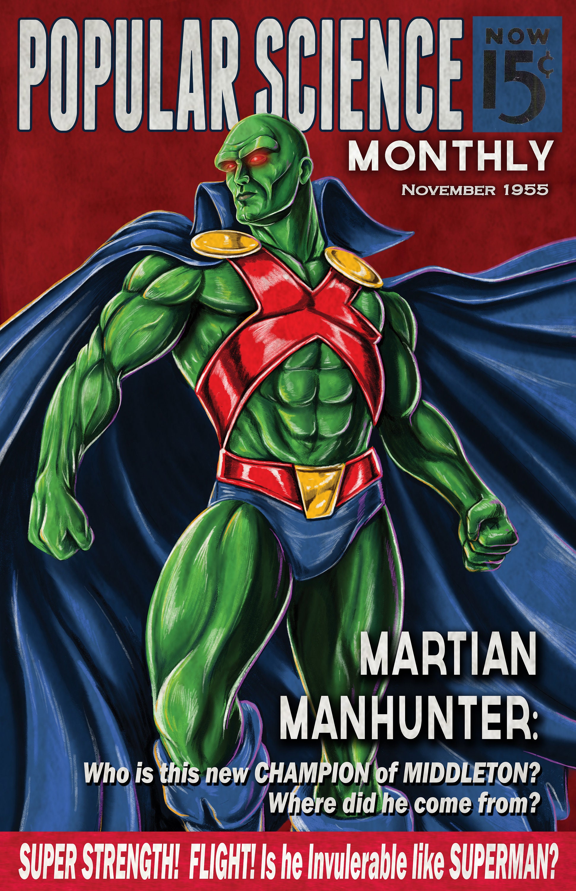 マーシャン・マンハンター ポピュラーサイエンス レトロ風刺雑誌表紙