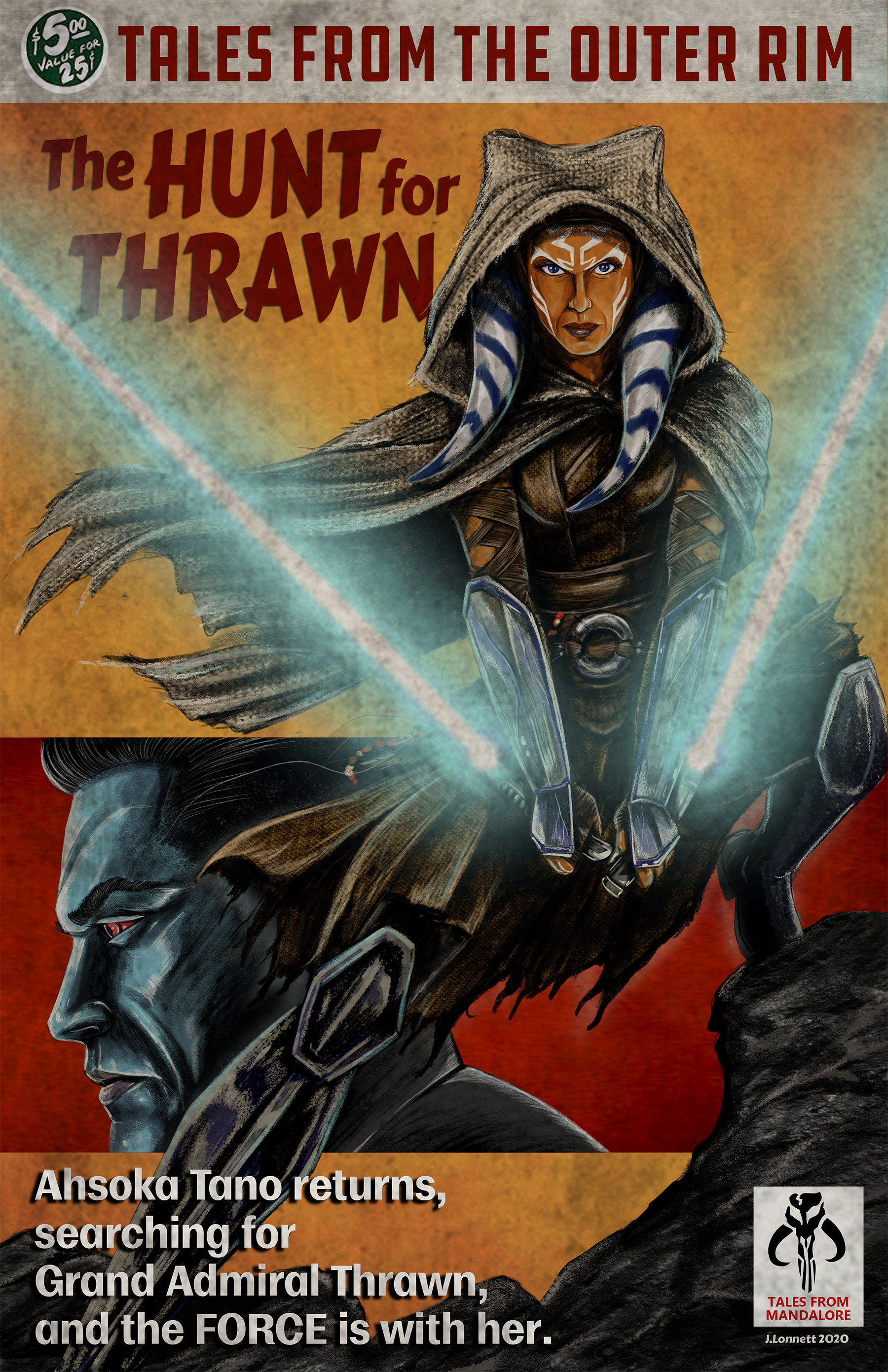Star Wars Ahsoka Tano Thrawn Pulp Book Cover Satire Cover 11x17 Glossy