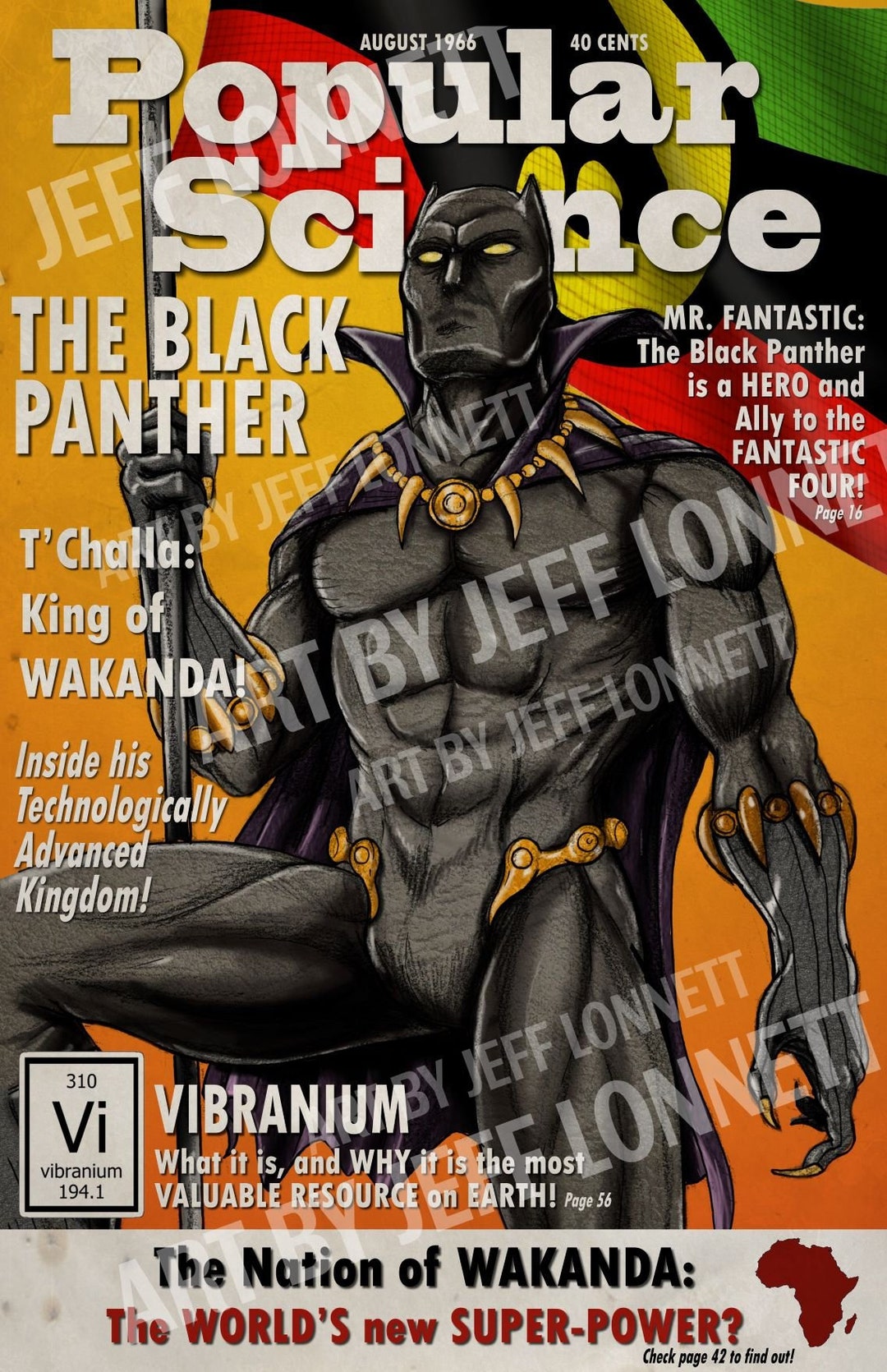 Black Panther Popular Science 1960s Satire Comic Print 11x17 80lbs