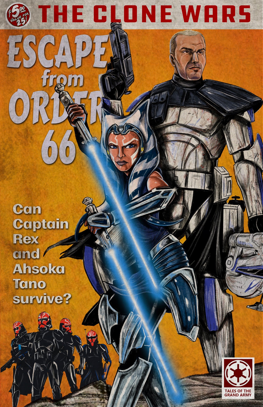 Star Wars Clone Wars Ahsoka Tano Captain Rex Pulp Book Cover Satire
