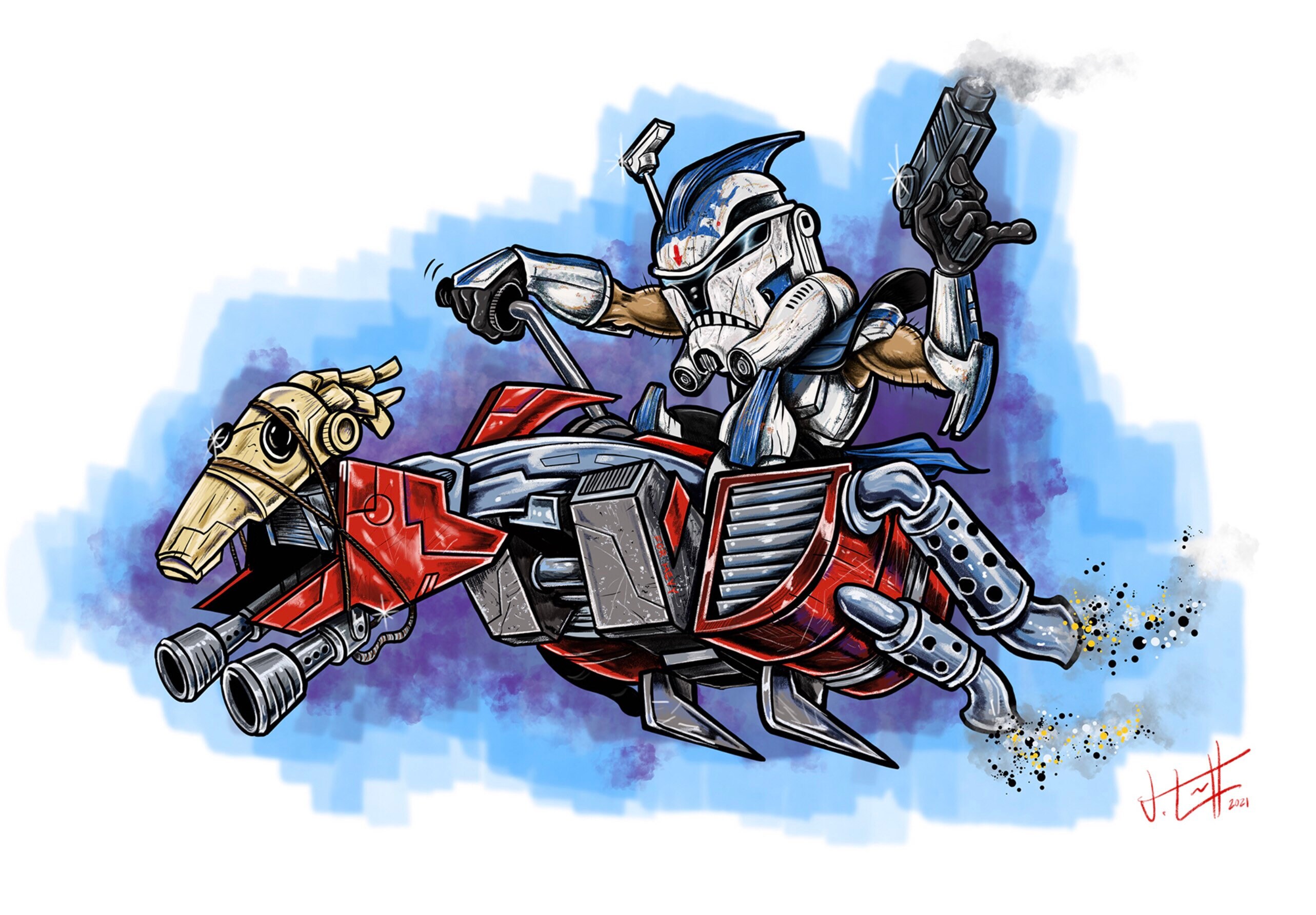 Star Wars Hot Rod Style Art Clone Wars Fives 11x17 Glossy